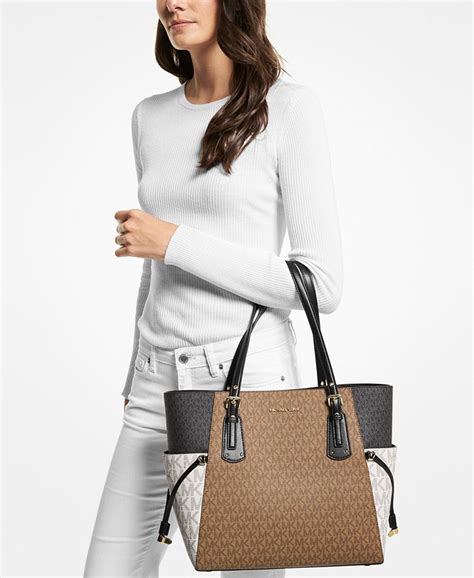 michael kors voyager east west tote acorn|logo voyager east west tote.